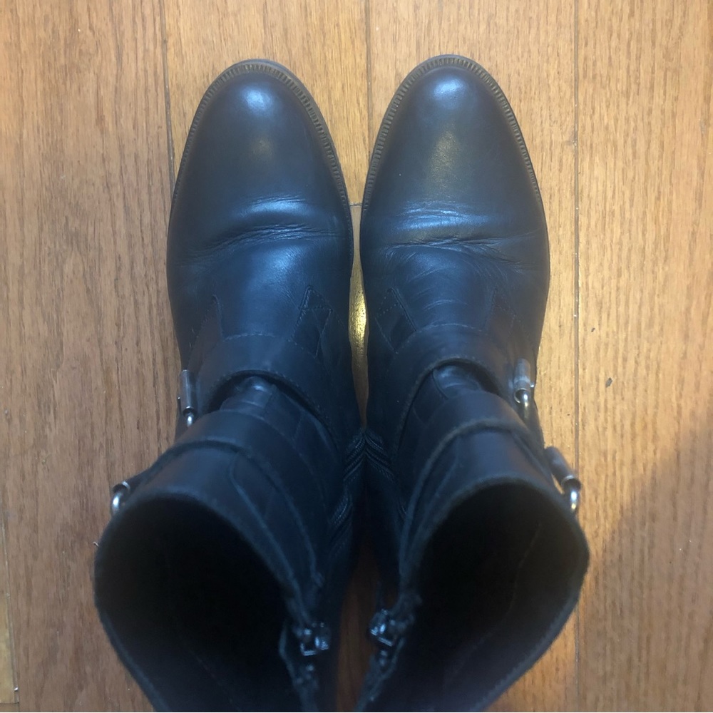 ❤️Emanuele Crasto Black Leather Italian Moto Boots Buckle Size 7/EUR 38 - Picture 6 of 12